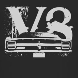 1968  TORINO GT Faded Look Rear View White Graphic With V8 Dark T Shir