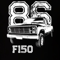 1986 F150 Three Quarter View With Year And Model Dark Color T Shirt