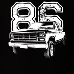 1986 F150 Three Quarter View With Year Dark Color T Shirt