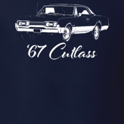 1967 Cutlass Three Quarter View With Model Year Dark Color T Shirt