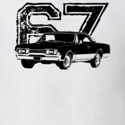 1967 Cutlass Three Quarter View With Year Light Color T Shirt