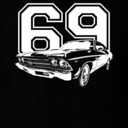 1969 Chevelle Three Quarter View With Year Dark Color T Shirt