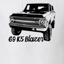 1969 K5 Blazer Three Quarter View With Model Year Light Color T Shirt