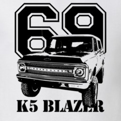 1969 K5 Blazer Three Quarter View With Year And Model Light Color T Sh