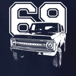 1969 K5 Blazer Three Quarter View With Year Dark Color T Shirt
