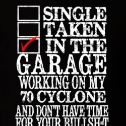 Single Taken In The Garage Funny 1970 Cyclone Dark Color T Shirt
