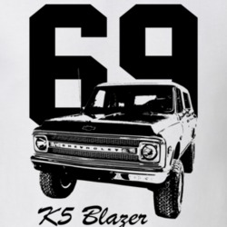 1969 K5 Blazer Three Quarter View With Year And Model Light Color T Sh