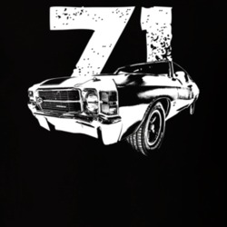 1971 Chevelle Three Quarter View With Year Dark Color T Shirt