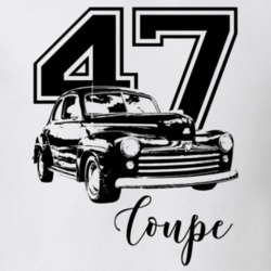 1947 Coupe Three Quarter View With Year And Model Light Color T Shirt