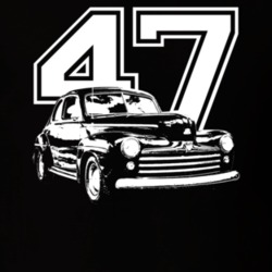 1947 Coupe Three Quarter View With Year Dark Color T Shirt