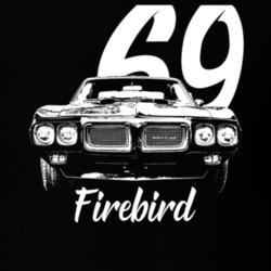 1969 Firebird Grill View With Year And Model Dark Color T Shirt