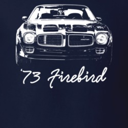 1973 Firebird Grill View With Model Year Dark Color T Shirt