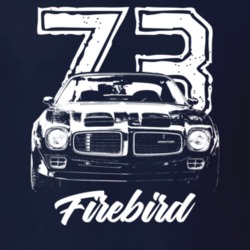1973 Firebird Grill View With Year And Model Dark Color T Shirt