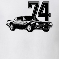 1974 Firebird Trans Am Three Quarter View With Year Light Color T Shir