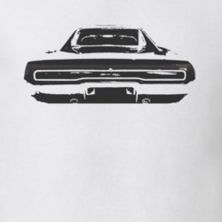 1970 Dodge Charger Faded Look  Rear View Black Graphic Light T Shirt