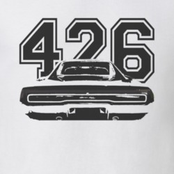 1970 Dodge Charger Faded Look  Rear View Black Graphic With Engine Siz