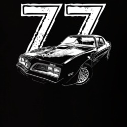 1977 Firebird Trans Am Three Quarter View With Year Dark Color T Shirt