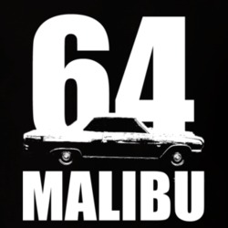 1964 Malibu Side View With Year And Model Black T Shirt
