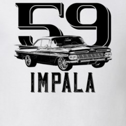 1959 Impala Three Quarter View With Year And Model Light Color T Shirt