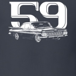 1959 Impala Three Quarter View With Year Dark Color T Shirt
