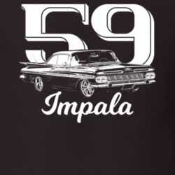 1959 Impala Three Quarter View With Year Model Dark Color T Shirt
