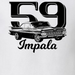 1959 Impala Three Quarter View With Year Model Light Color T Shirt
