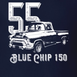1955 Blue Chip Series Truck Angle View With Year And Model Dark Color 