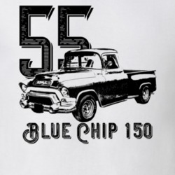 1955 Blue Chip Series Truck Angle View With Year And Model Light Color