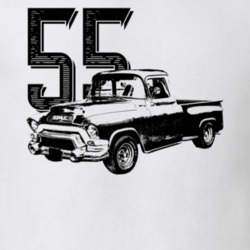 1955 Blue Chip Series Truck Angle View With Year Light Color T Shirt