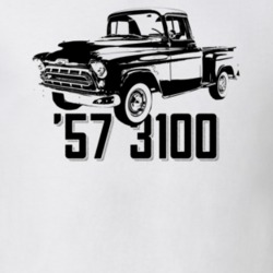 1957 3100 Task Force Truck Angle View With Model Year Light Color T Sh
