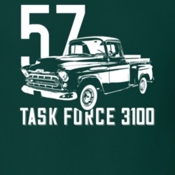 1957 3100 Task Force Truck Angle View With Year And Model Dark Color T
