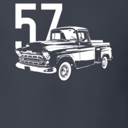 1957 3100 Task Force Truck Angle View With Year Dark Color T Shirt