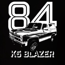 1984 Blazer Side Angle View With Year And Model Dark Color T Shirt
