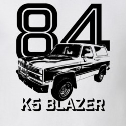 1984 Blazer Side Angle View With Year And Model Light Color T Shirt