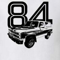 1984 Blazer Side Angle View With Year Light Color T Shirt