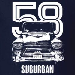 1958 Suburban Grill View With Year And Model Dark Color T Shirt