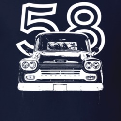 1958 Apache 32 Stepside Truck Grill View With Year Dark Color T Shirt