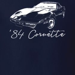 1984 Corvette Three Quarter View With Model Year Dark Color T Shirt