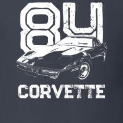 1984 Corvette Three Quarter View With Year And Model Dark Color T Shir
