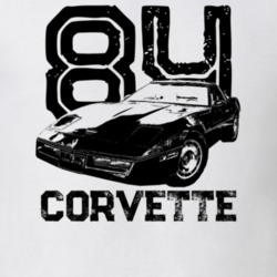 1984 Corvette Three Quarter View With Year And Model Light Color T Shi