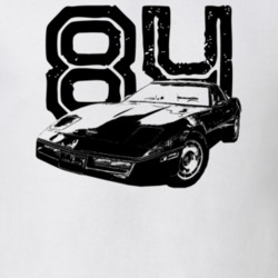 1984 Corvette Three Quarter View With Year Light Color T Shirt
