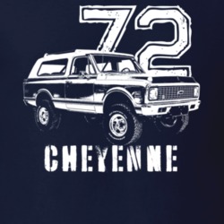 1972 Blazer Cheyenne Side View With Model And Year Dark Color T Shirt