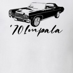 1970 Impala Three Quarter View With Model Year Light Color T Shirt