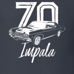 1970 Impala Three Quarter View With Year And Model Dark Color T Shirt