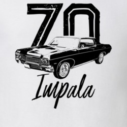 1970 Impala Three Quarter View With Year And Model Light Color T Shirt