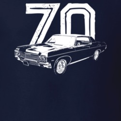 1970 Impala Three Quarter View With Year Dark Color T Shirt
