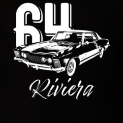 1964 Riviera Three Quarter View With Year And Model Dark Color T Shirt
