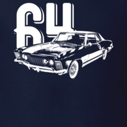 1964 Riviera Three Quarter View With Year Dark Color T Shirt