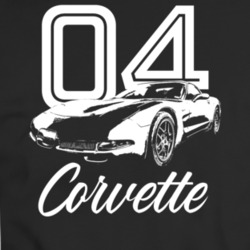 2004 Corvette Three Quarter View With Year And Model Dark Color T Shir