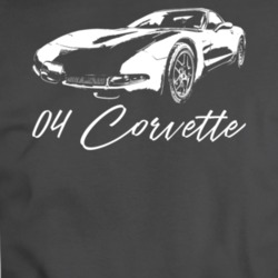 2004 Corvette Three Quarter View With Model Year Dark Color T Shirt